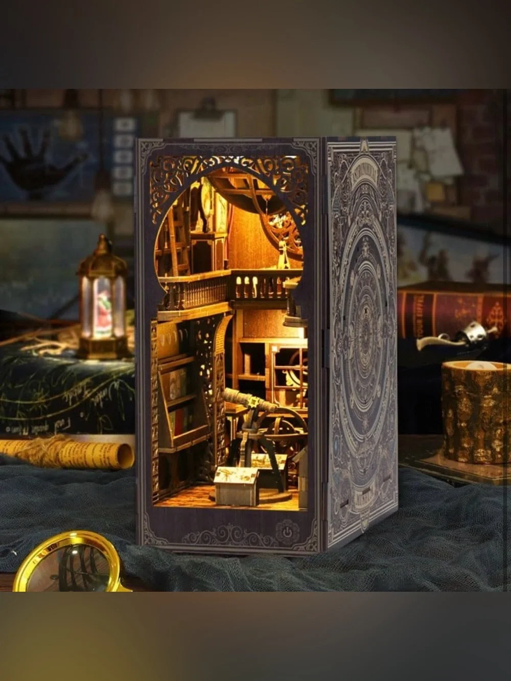 3D Wooden Book Nook Kit Museum of Astronomy with Lights